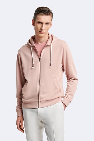 Sweat slim à capuche - Rose