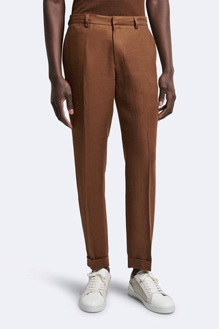 Pantalon de costume en lin - Marron