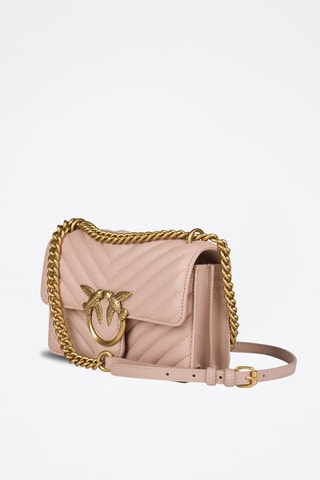Sac bandoulière en cuir de mouton Love One Mini - Rose poudré