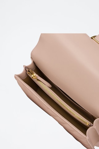 Sac bandoulière en cuir de mouton Love One Mini - Rose poudré