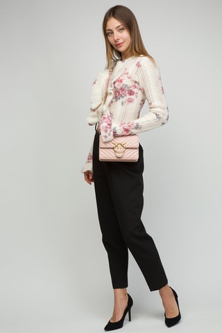 Sac bandoulière en cuir de mouton Love One Mini - Rose poudré
