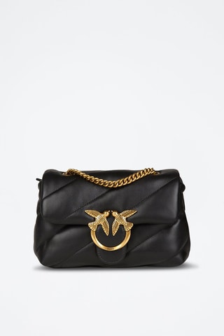 Sac bandoulière en cuir de mouton Love Puff Mini - Noir