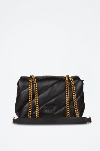 Sac bandoulière en cuir de mouton Love Puff Mini - Noir