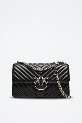 Sac bandoulière en cuir Love One Classic - Noir et argenté