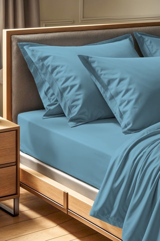 Drap-housse en coton renforcé 145 fils/cm² Tonne Marie - Bleu clair