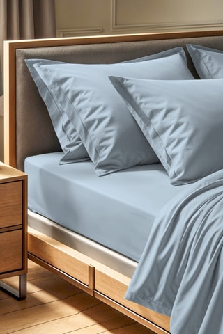 Drap-housse en coton renforcé 145 fils/cm² Tonne Marie - Bleu gris