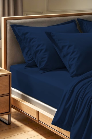 Drap-housse en coton renforcé 145 fils/cm² Tonne Marie - Bleu foncé