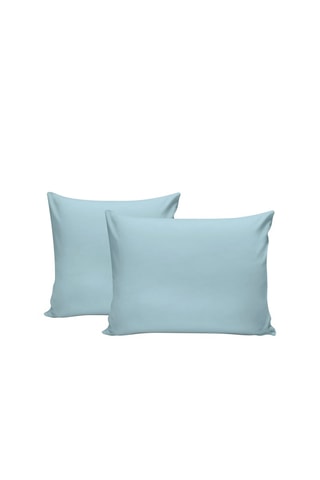 2 taies d'oreiller en coton renforcé 145 fils/cm² Tonne Mavie - Bleu clair