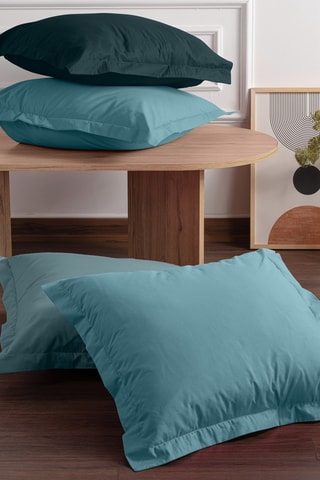 2 taies d'oreiller en coton renforcé 145 fils/cm² Tonne Mavie - Bleu clair