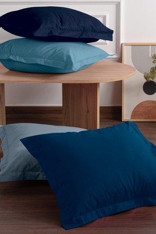 2 taies d'oreiller en coton renforcé 145 fils/cm² Tonne Marie - Bleu gris