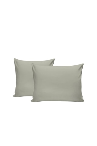 2 taies d'oreiller en coton renforcé 155 fils/cm² Tonne Verte - Kaki