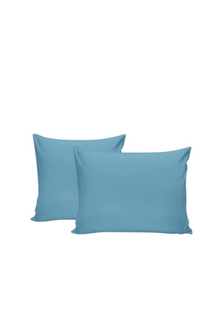 2 taies d'oreiller en coton renforcé 145 fils/cm² Tonne Marie - Bleu clair