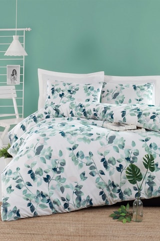 Parure de couette 120 fils/cm² Sabine  - Vert et blanc