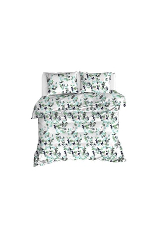 Parure de couette 120 fils/cm² Sabine  - Vert et blanc