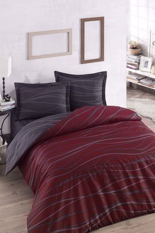 Parure de couette en coton 48 fils/cm² Verda - Rouge et anthracite