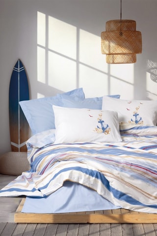 Parure de couette en coton 57 fils/cm² Moreno - Bleu