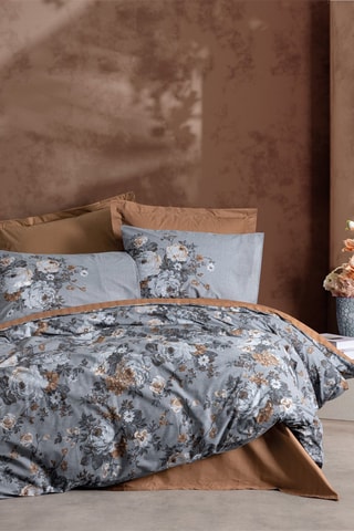 Parure de couette en coton 57 fils/cm² - Gris et beige