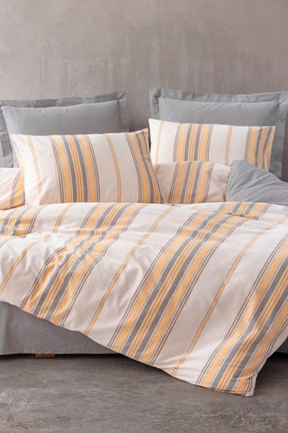 Parure de lit en coton 57 fils/cm² Tribus - Jaune et gris