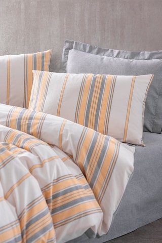 Parure de lit en coton 57 fils/cm² Tribus - Jaune et gris