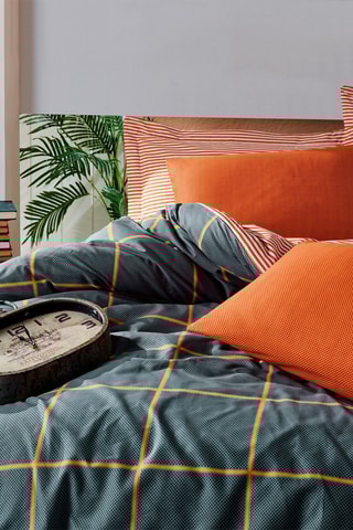 Parure de couette en coton 57 fils/cm² Stark - Orange et gris