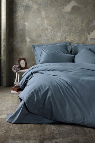 Parure de couette en coton 57 fils/cm² - Bleu