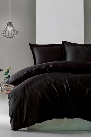 Parure de couette en satin de coton 88 fils/cm² Elegant - Noir