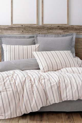 Parure de lit en coton 57 fils/cm² Unus - Gris et blanc
