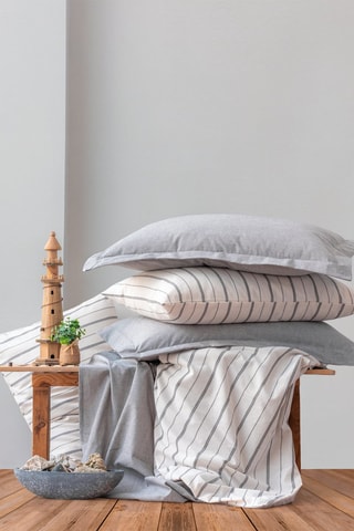Parure de lit en coton 57 fils/cm² Unus - Gris et blanc