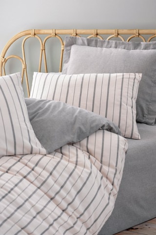 Parure de lit en coton 57 fils/cm² Unus - Gris et blanc