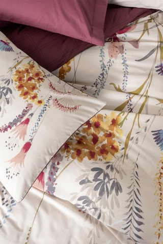 Parure de couette en coton 57 fils/cm² Flos - Ecru et rose