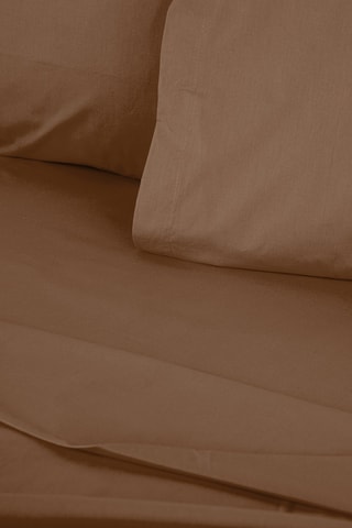 Drap plat en coton renforcé 155 fils/cm² Tonne Brune - Marron
