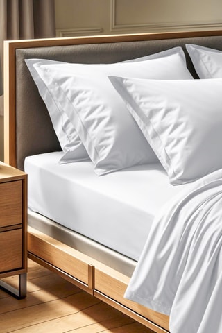 Drap plat en coton renforcé 155 fils/cm² Tonne Grise - Blanc