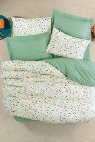 Parure de lit en coton 57 fils/cm² Lola - Vert et blanc