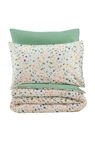 Parure de lit en coton 57 fils/cm² Lola - Vert et blanc