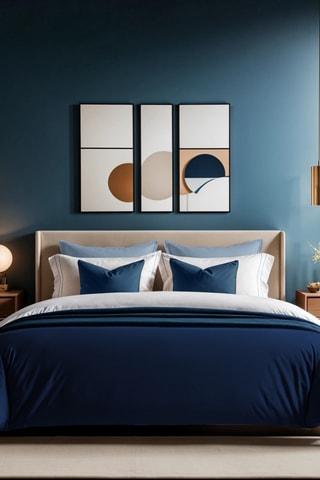 Housse de couette en coton renforcé 145 fils/cm² Tonne Marie - Bleu nuit