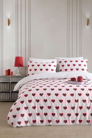 Parure de couette en coton 72 fils/cm² Chole - Blanc et rouge
