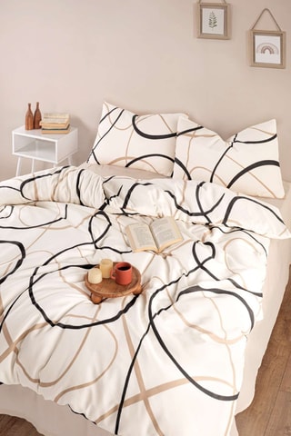 Parure de couette en coton  47 fils/cm² LineRondom - Crème