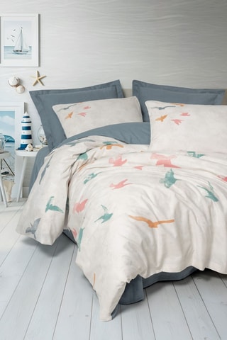 Parure de couette en coton renforcé 57 fils/cm² Hope - Blanc et bleu