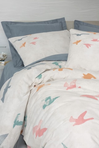 Parure de couette en coton renforcé 57 fils/cm² Hope - Blanc et bleu