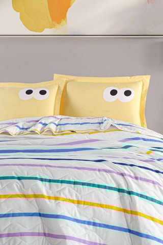 Parure de couette en coton 47 fils/cm² Funny - Jaune et blanc