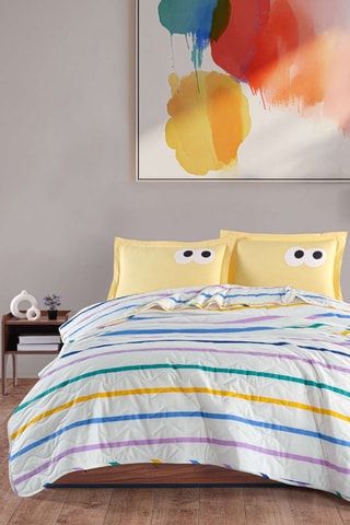 Parure de couette en coton 47 fils/cm² Funny - Jaune et blanc