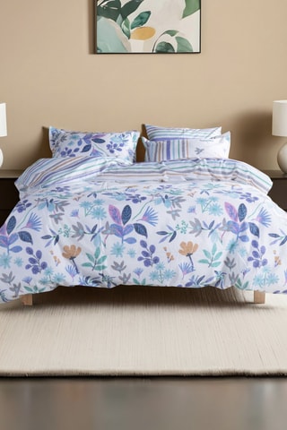 Parure de couette en coton renforcé 57 fils/cm² Hope - Lilas et bleu