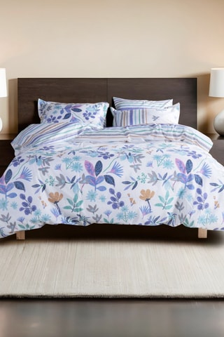 Parure de couette en coton renforcé 57 fils/cm² Hope - Lilas et bleu