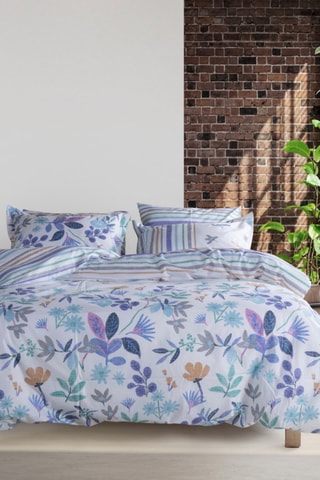 Parure de couette en coton renforcé 57 fils/cm² Hope - Lilas et bleu