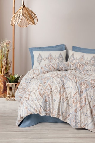 Parure de couette en coton renforcé 57 fils/cm² Zanora - Bleu