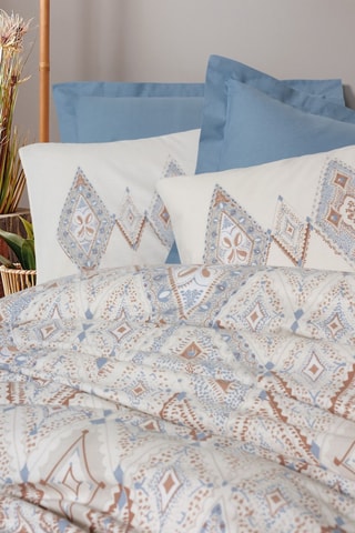Parure de couette en coton renforcé 57 fils/cm² Zanora - Bleu