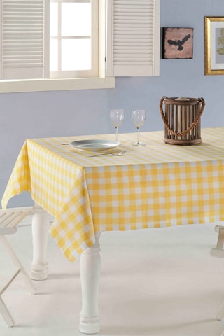 Nappe rectangulaire - Jaune et blanc - 160 x 220 cm
