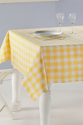 Nappe rectangulaire - Jaune et blanc - 160 x 220 cm