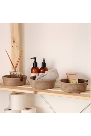 3 paniers de rangement - 15 x 15 x 6 cm - Beige