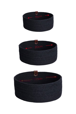 3 paniers de rangement - 15/20/25 cm - Noir